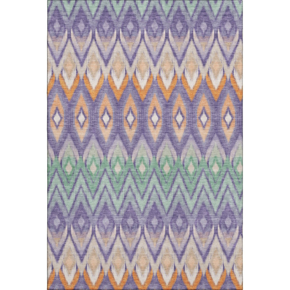 HomeRoots 9' X 12' Southwestern Area Rug in Purple, Mint Green & Beige – Washable, UV-Protected & Durable Design 651916