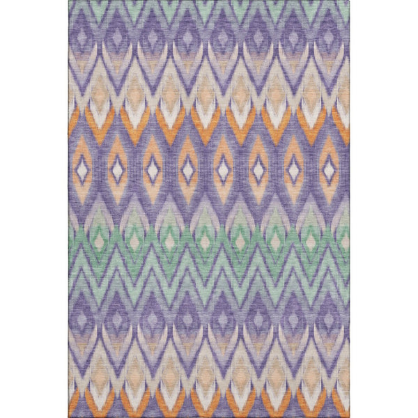 HomeRoots 9' X 12' Southwestern Area Rug in Purple, Mint Green & Beige – Washable, UV-Protected & Durable Design 651916