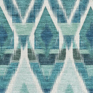 HomeRoots 9' X 12' Southwestern Washable Area Rug in Teal, White & Gray - UV Protected, Durable, Stylish Design 651922