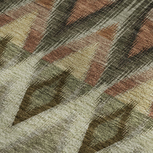 HomeRoots 5' X 8' Washable Southwestern Area Rug in Taupe, Olive Green & Beige - Durable, UV Protected Design 651925