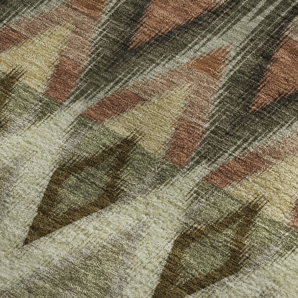 HomeRoots 5' X 8' Washable Southwestern Area Rug in Taupe, Olive Green & Beige - Durable, UV Protected Design 651925