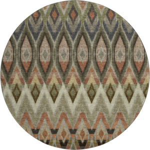 HomeRoots 8' Washable Round Rug with UV Protection in Earthy Taupe, Olive Green & Beige - Perfect for Homes! 651926