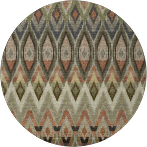 HomeRoots 8' Washable Round Rug with UV Protection in Earthy Taupe, Olive Green & Beige - Perfect for Homes! 651926