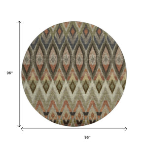 HomeRoots 8' Washable Round Rug with UV Protection in Earthy Taupe, Olive Green & Beige - Perfect for Homes! 651926