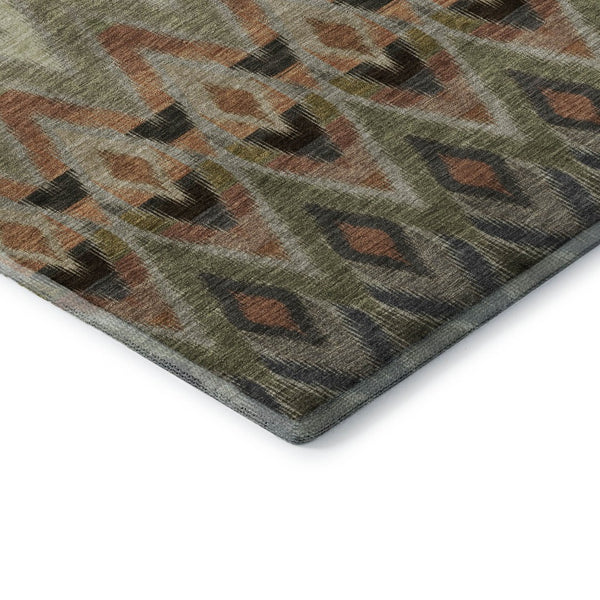 HomeRoots 9' X 12' Southwestern Area Rug in Taupe, Olive Green & Beige – Washable, UV Protected for Easy Care 651928