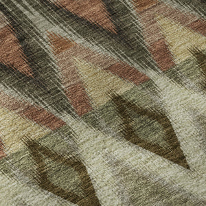 HomeRoots 9' X 12' Southwestern Area Rug in Taupe, Olive Green & Beige – Washable, UV Protected for Easy Care 651928