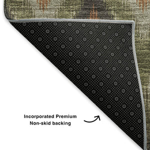 HomeRoots 10' Southwestern Area Rug in Taupe, Olive Green & Beige - Durable, Stain-Resistant & UV-Protected! 651929