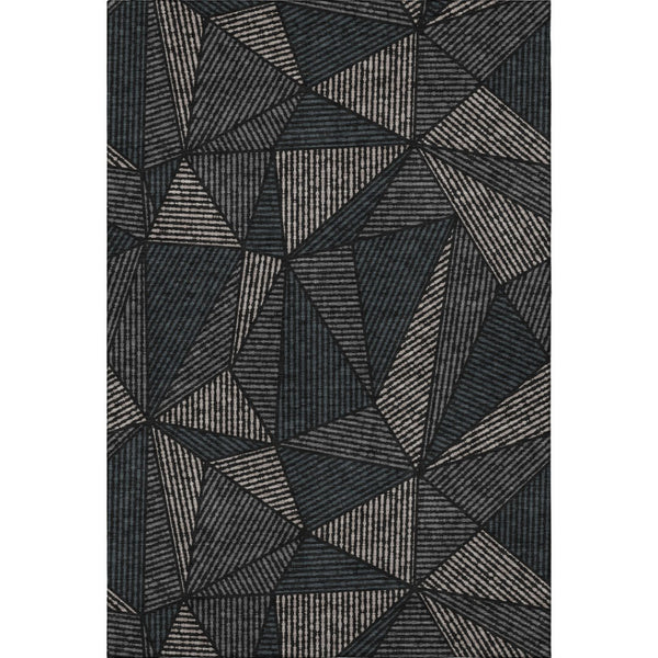 HomeRoots 8' X 10' Black and Ivory Geometric Area Rug - Stylish, Washable, UV-Protected for Homes with Kids & Pets 651933
