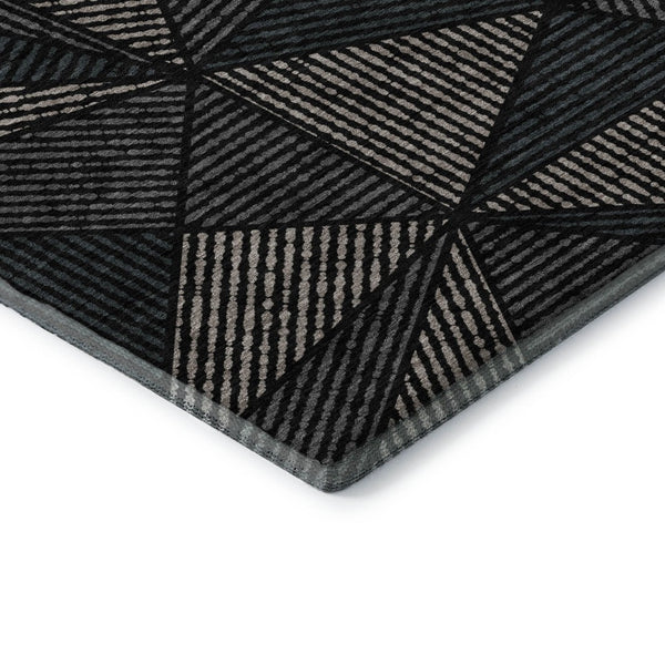 HomeRoots 10' X 14' Black And Ivory Geometric Area Rug - Stylish, Stain Resistant, UV Protected for Any Space 651935