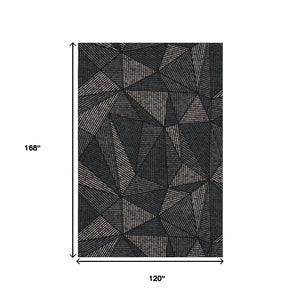 HomeRoots 10' X 14' Black And Ivory Geometric Area Rug - Stylish, Stain Resistant, UV Protected for Any Space 651935