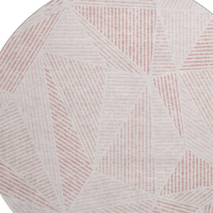 HomeRoots 8' Blush & Pink Geometric Round Rug - Washable, UV Protected, Durable Design for Modern Spaces 651938