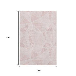HomeRoots 8' X 10' Blush & Pink Geometric Washable Area Rug - UV Protected, Stain-Resistant & Stylish Decor 651939