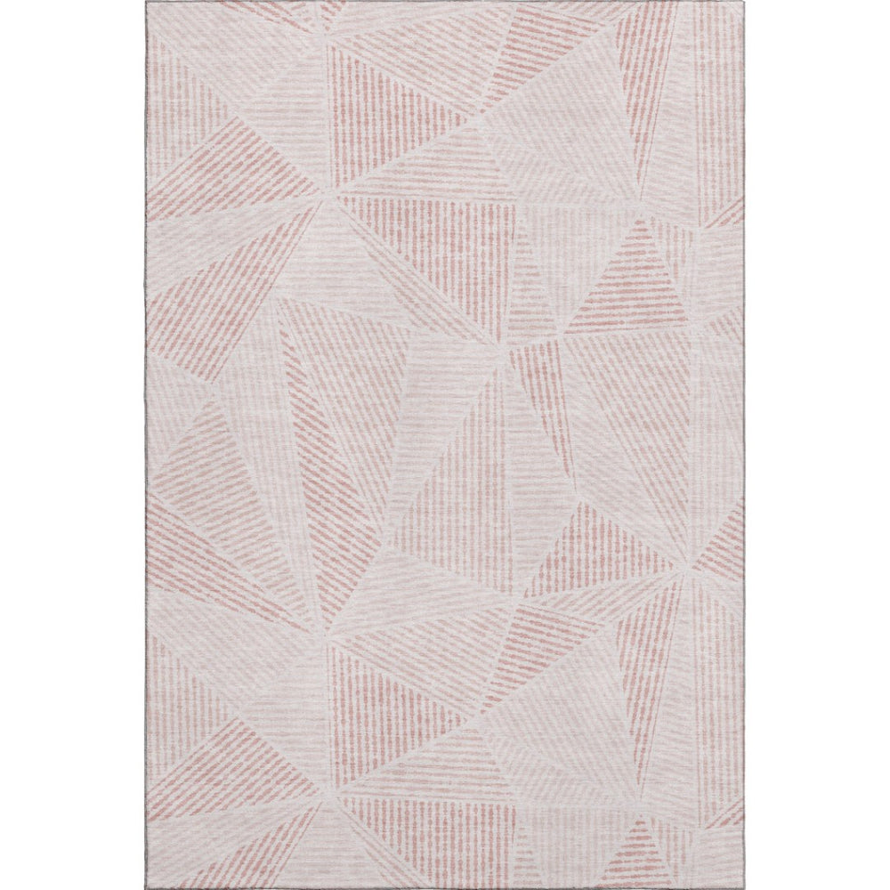 HomeRoots 8' X 10' Blush & Pink Geometric Washable Area Rug - UV Protected, Stain-Resistant & Stylish Decor 651939