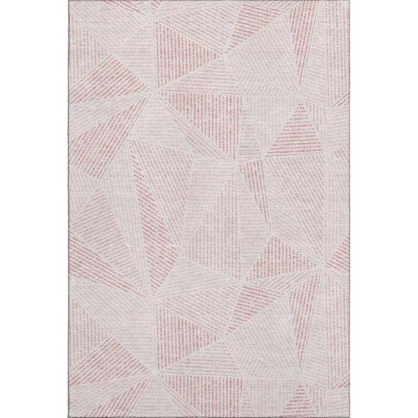 HomeRoots 8' X 10' Blush & Pink Geometric Washable Area Rug - UV Protected, Stain-Resistant & Stylish Decor 651939