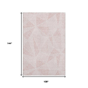 HomeRoots 9' X 12' Blush Pink Geometric Area Rug – Modern, Washable, UV-Protected for Family Rooms & Bedrooms 651940