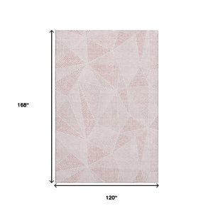 HomeRoots 10' X 14' Blush and Pink Geometric Area Rug - Washable, UV-Protected, Stain-Resistant Modern Design 651941