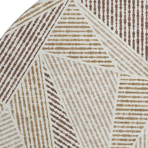 HomeRoots 8' Brown and Beige Geometric Round Rug - Washable, UV Protected, Durable Design for Busy Homes 651944