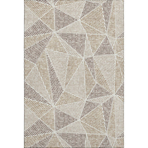 HomeRoots 8' X 10' Brown And Beige Geometric Washable Area Rug - Durable, Stylish, and Perfect for Families! 651945