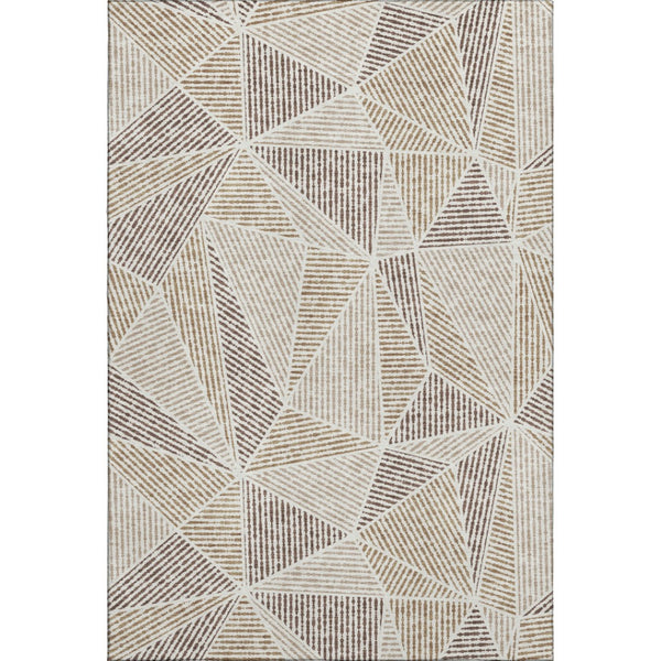 HomeRoots 8' X 10' Brown And Beige Geometric Washable Area Rug - Durable, Stylish, and Perfect for Families! 651945