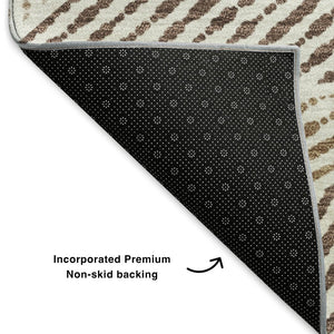 HomeRoots 8' X 10' Brown And Beige Geometric Washable Area Rug - Durable, Stylish, and Perfect for Families! 651945
