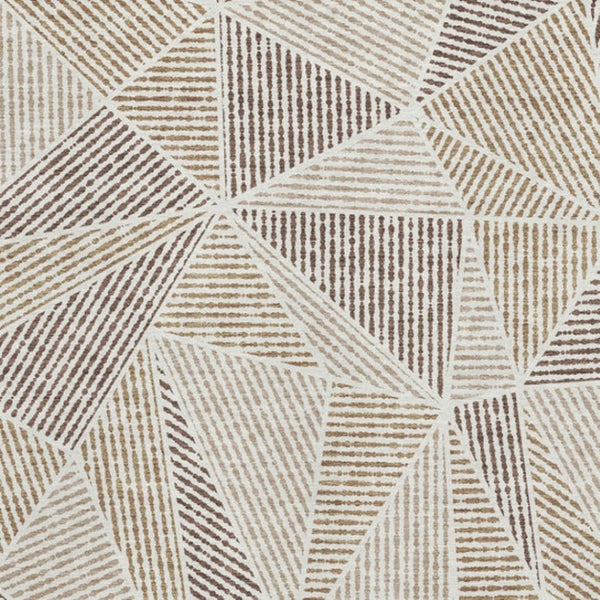 HomeRoots 9' X 12' Stylish Brown & Beige Geometric Washable Area Rug with UV Protection for Busy Homes 651946