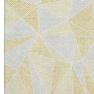 HomeRoots 5' X 8' Gold and Gray Geometric Area Rug - Washable, UV Protected, Durable, Stylish for Everyday Use 651949