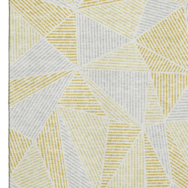 HomeRoots 5' X 8' Gold and Gray Geometric Area Rug - Washable, UV Protected, Durable, Stylish for Everyday Use 651949