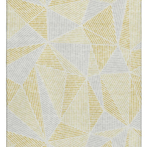 HomeRoots 8' X 10' Gold and Gray Geometric Area Rug - Washable, Stain-Resistant, UV-Protected for Modern Homes 651951