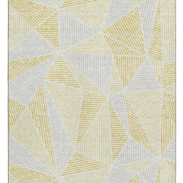 HomeRoots 8' X 10' Gold and Gray Geometric Area Rug - Washable, Stain-Resistant, UV-Protected for Modern Homes 651951