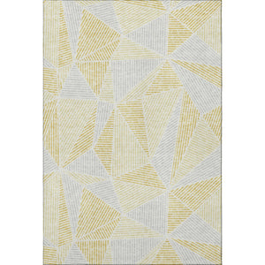 HomeRoots 8' X 10' Gold and Gray Geometric Area Rug - Washable, Stain-Resistant, UV-Protected for Modern Homes 651951