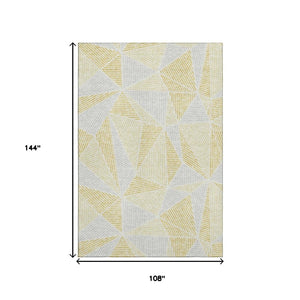 HomeRoots 9' Gold and Gray Geometric Washable Area Rug - UV Protected, Durable, Stylish & Easy to Clean! 651952