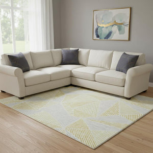 HomeRoots 9' Gold and Gray Geometric Washable Area Rug - UV Protected, Durable, Stylish & Easy to Clean! 651952