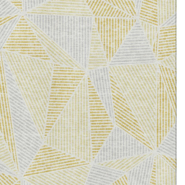 HomeRoots 9' Gold and Gray Geometric Washable Area Rug - UV Protected, Durable, Stylish & Easy to Clean! 651952