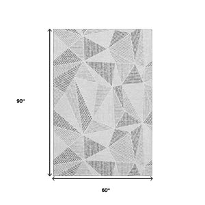HomeRoots 5' X 8' Gray and Silver Geometric Area Rug – Washable, UV Protected, Durable & Stylish for Homes 651955