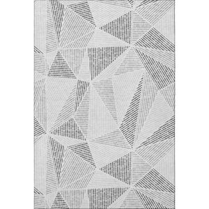 HomeRoots 8' X 10' Gray and Silver Geometric Area Rug – Washable, UV Protected, Stylish for Busy Homes! 651957