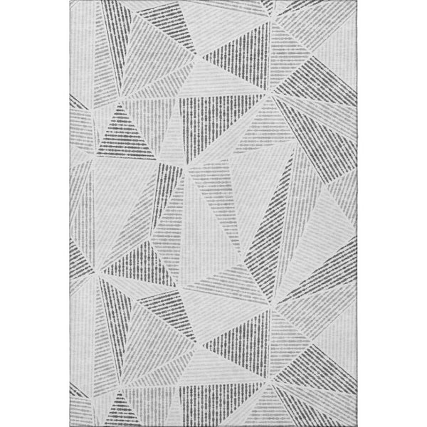 HomeRoots 8' X 10' Gray and Silver Geometric Area Rug – Washable, UV Protected, Stylish for Busy Homes! 651957