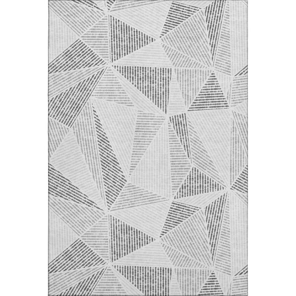 HomeRoots 9' X 12' Washable Gray & Silver Geometric Area Rug - Durable, UV-Protected, Modern Design for Homes 651958