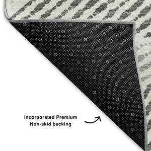 HomeRoots 9' X 12' Washable Gray & Silver Geometric Area Rug - Durable, UV-Protected, Modern Design for Homes 651958
