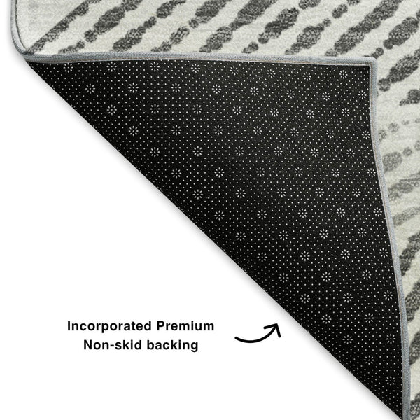 HomeRoots 9' X 12' Washable Gray & Silver Geometric Area Rug - Durable, UV-Protected, Modern Design for Homes 651958