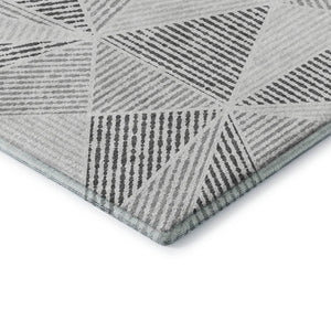 HomeRoots 9' X 12' Washable Gray & Silver Geometric Area Rug - Durable, UV-Protected, Modern Design for Homes 651958