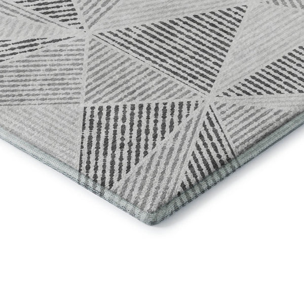 HomeRoots 9' X 12' Washable Gray & Silver Geometric Area Rug - Durable, UV-Protected, Modern Design for Homes 651958