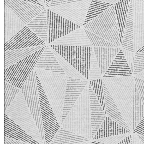 HomeRoots 9' X 12' Washable Gray & Silver Geometric Area Rug - Durable, UV-Protected, Modern Design for Homes 651958
