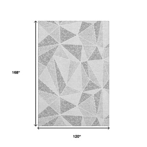HomeRoots 10' X 14' Gray And Silver Geometric Area Rug - Washable, UV Protected, Modern Design for High Traffic 651959