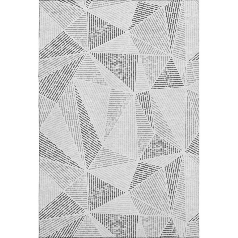 HomeRoots 10' X 14' Gray And Silver Geometric Area Rug - Washable, UV Protected, Modern Design for High Traffic 651959