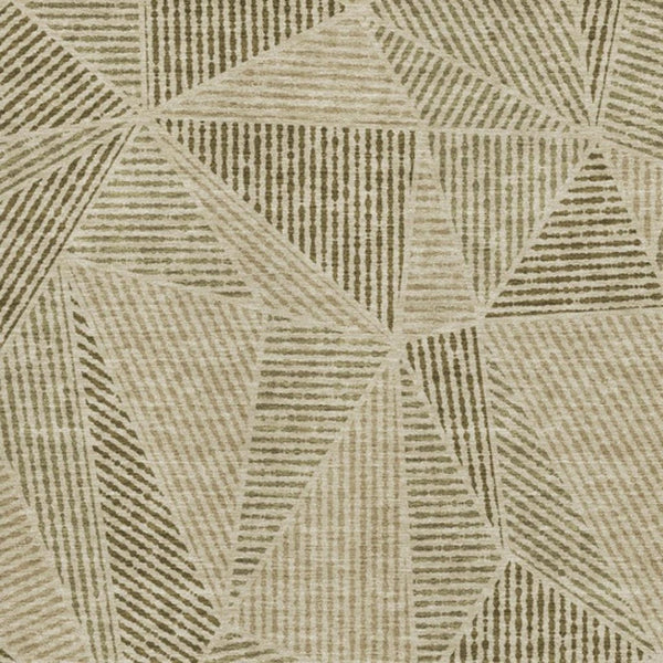 HomeRoots 8' X 10' Stylish Khaki & Beige Geometric Washable Area Rug with UV Protection for Modern Homes 651963