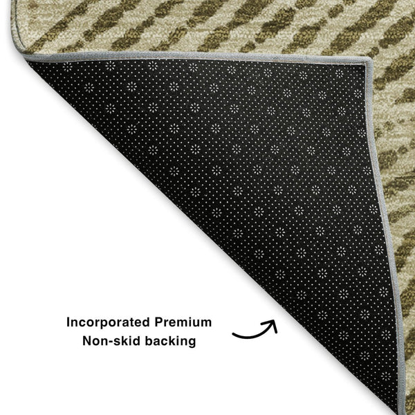 HomeRoots 9' X 12' Khaki And Beige Geometric Area Rug - Washable, UV-Protected, Stylish & Durable for Any Room 651964