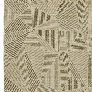 HomeRoots 9' X 12' Khaki And Beige Geometric Area Rug - Washable, UV-Protected, Stylish & Durable for Any Room 651964