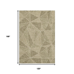HomeRoots 10' X 14' Khaki Geometric Washable Area Rug - Stylish, Durable, UV-Protected for Modern Living Spaces 651965