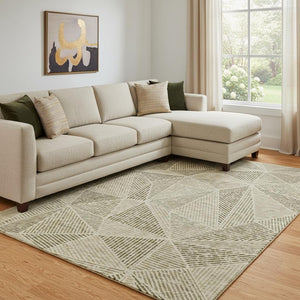 HomeRoots 10' X 14' Khaki Geometric Washable Area Rug - Stylish, Durable, UV-Protected for Modern Living Spaces 651965