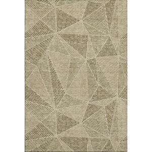 HomeRoots 10' X 14' Khaki Geometric Washable Area Rug - Stylish, Durable, UV-Protected for Modern Living Spaces 651965